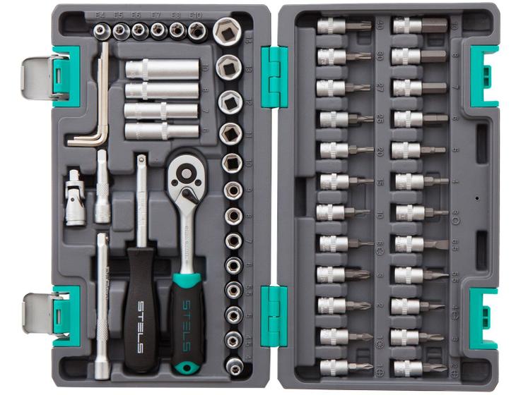 Kit Ferramentas Stels 57 Peças - 14101 com Catraca Imagem de Kit Ferramentas Stels 57 Peças