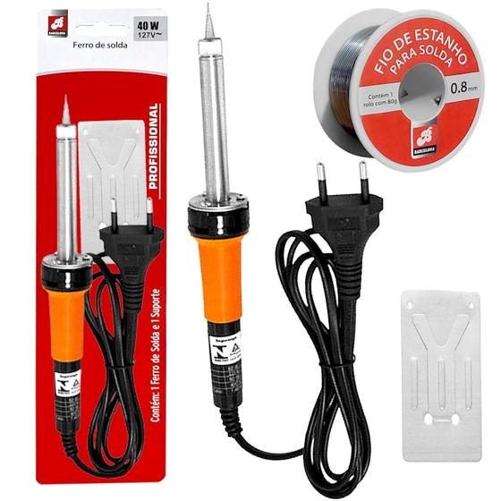 Imagem de Kit Ferro De Solda 40w 127v Profissional Soldador + Estanho