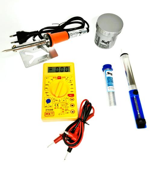 Imagem de Kit Ferro De Solda 60W 220v Multímetro Sugador Pasta Estanho