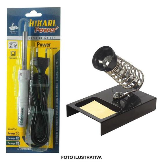 Imagem de Kit Ferro de Soldar Hikari Power + Suporte Ferro Solda Hikari com esponja