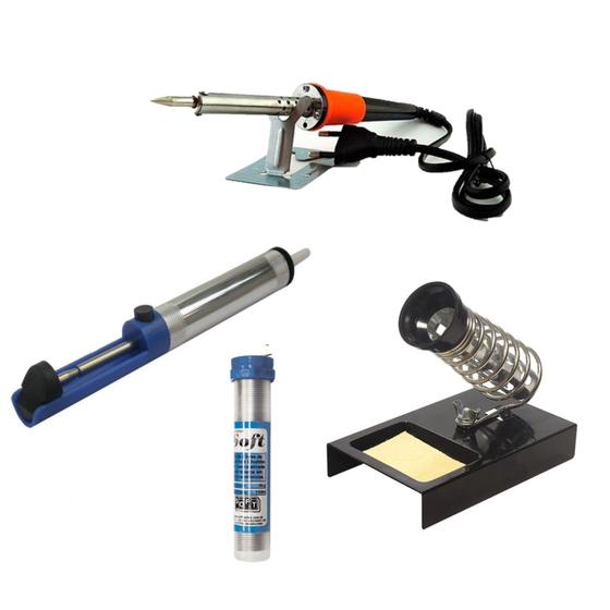 Kit Ferro Solda Com Sugador Tubo Solda E Suporte 110V/220V 30W-40W-60W Menor preço em Kit Ferro Solda Com Sugador Tubo Solda E Suporte 110V/220V 30W-40W-60W