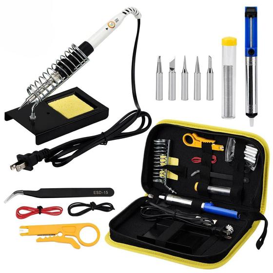 Imagem de Kit Ferro Solda + Tubete Estanho Com Resina E Sugador Solda 60w 220v
