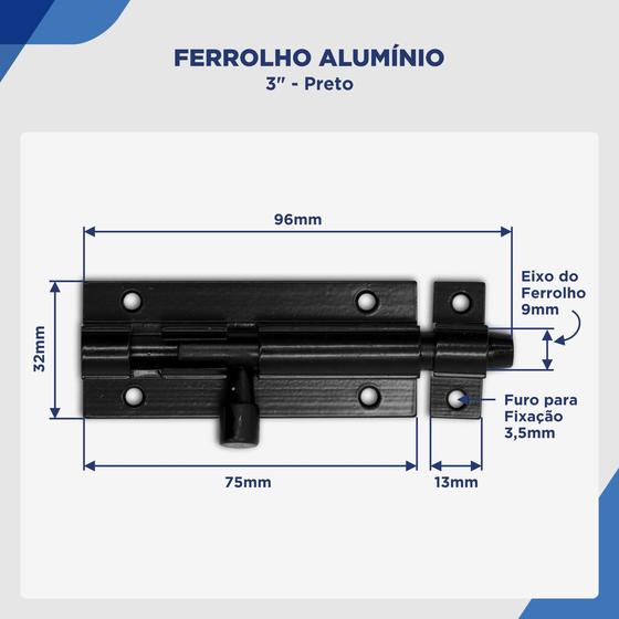 Imagem de Kit Ferrolho 3" - 2 unidades