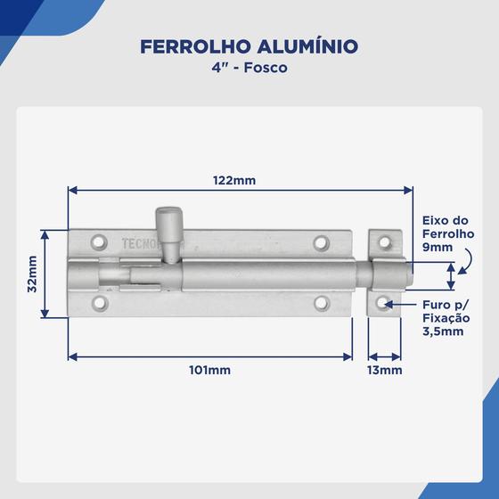 Imagem de Kit Ferrolho 4" - 2 unidades