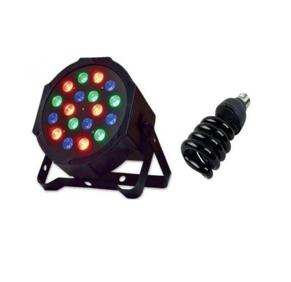 Imagem de Kit Festa Canhão Led 18 Led'S + Lâmpada Luz Negra 110V