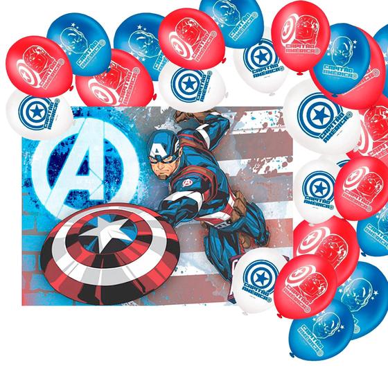 Imagem de Kit Festa Capitão America Decoração Painel TNT + 25 Balões