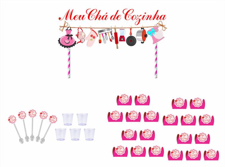 Imagem de Kit Festa Chá de Cozinha pink 61 peças