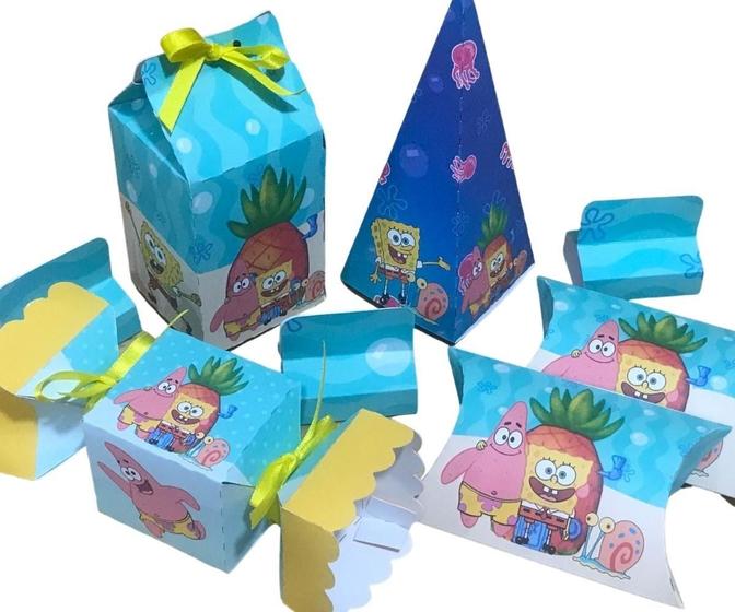 Imagem de Kit Festa Completa Lembrancinhas Personalizada Bob Esponja kit festa facil so um bolinho