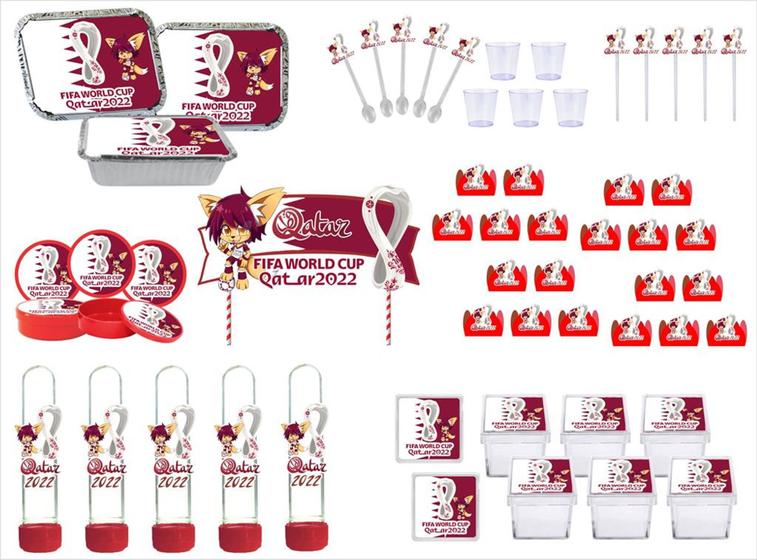 Imagem de Kit Festa Copa do Mundo do Qatar 311 peças (30 pessoas)