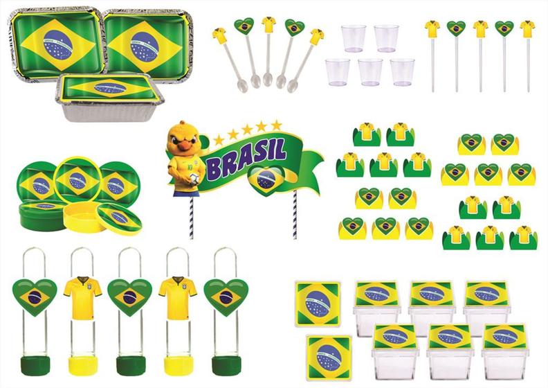 Imagem de Kit Festa Copa Seleção Brasil 121 peças (10 pessoas)