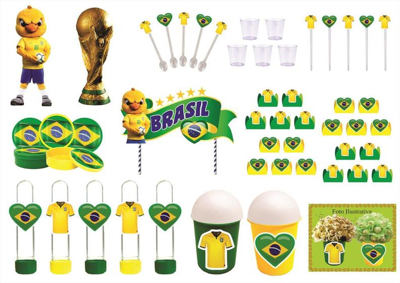 Imagem de Kit Festa Copa Seleção Brasil 255 peças (30 pessoas)