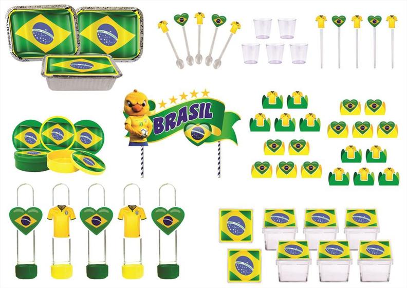 Imagem de Kit Festa Copa Seleção Brasil 311 peças (30 pessoas)