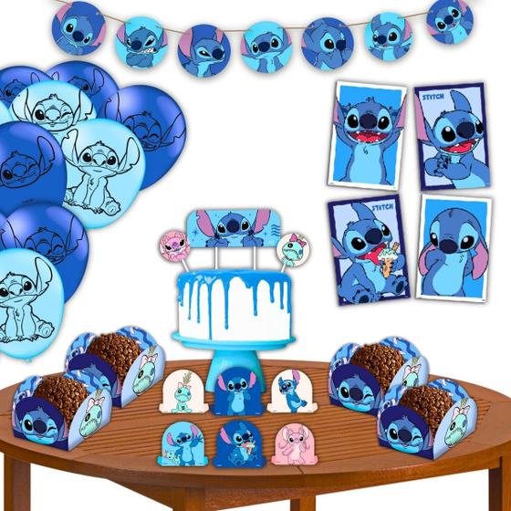 Imagem de Kit Festa de Aniversário Decorativa Comemoração Infantil Stitch - 62 peças - Festcolor