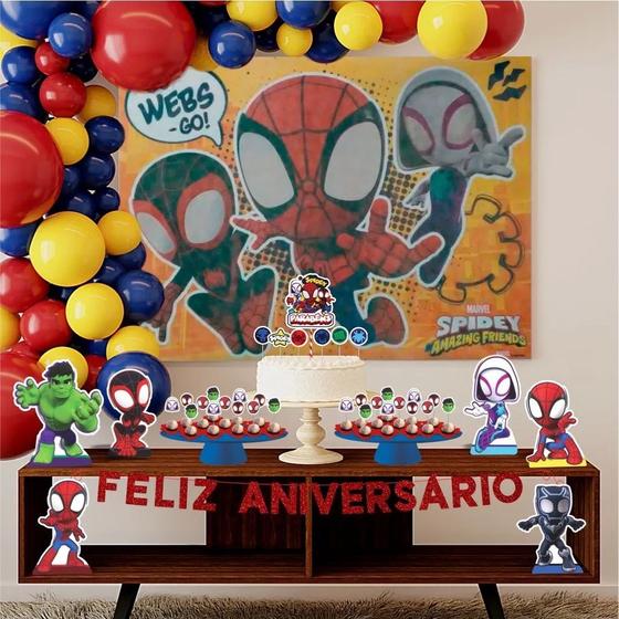 Imagem de Kit festa Decoração Homem Aranha e seus amigos 39pçs em EVA