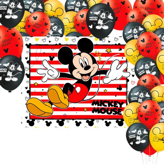 Imagem de Kit festa Decoração Mickey Mouse painel Gigante + 25 Bexigas