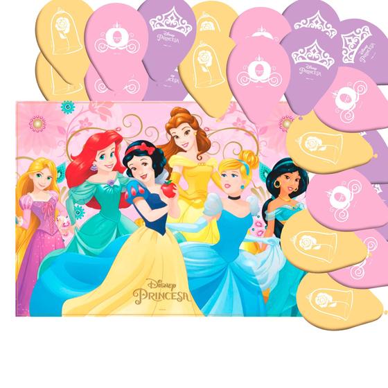 Imagem de Kit Festa Decoração Princesas Disney Painel GG + 25 Balões