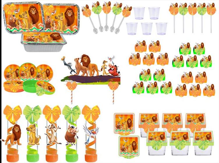 Imagem de Kit festa decorado O Rei Leão 121 peças (10 pessoas)