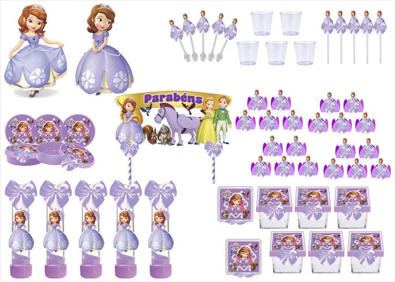 Imagem de Kit festa decorado  Princesa Sofia 113 peças (10 pessoas)
