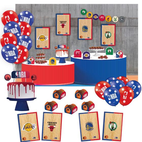 Imagem de Kit Festa Decorativa Comemoração Aniversário NBA Basquete - 62 peças - Festcolor