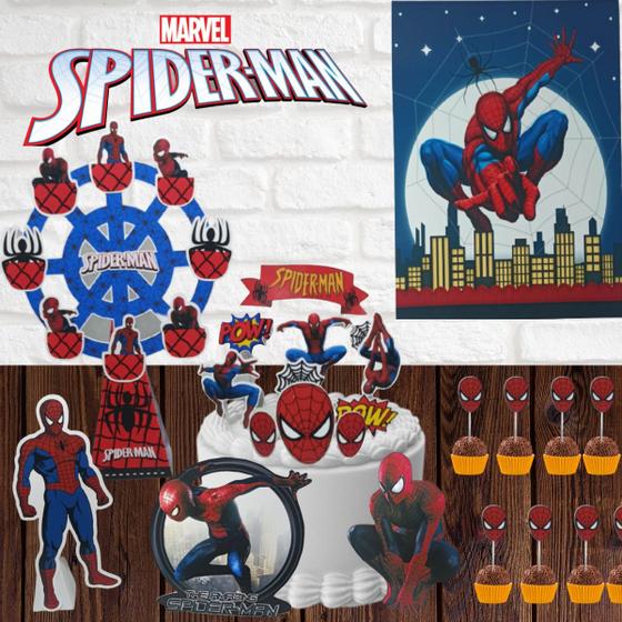 Imagem de Kit festa em casa só um bolinho Homem Aranha decoração aniversário