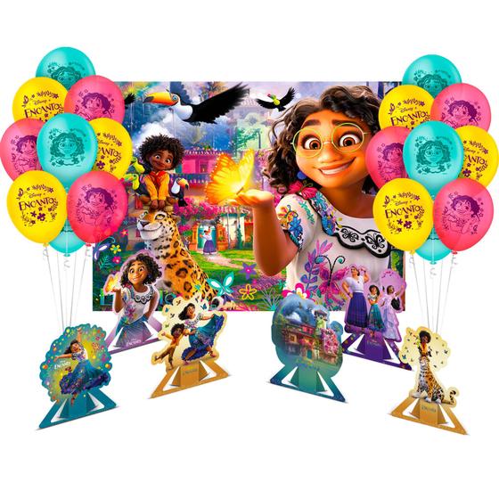 Imagem de Kit festa Encanto Disney Decoração Painel + Balão + display