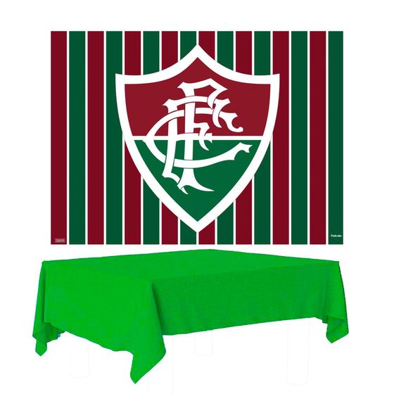 Imagem de Kit Festa Fluminense Decoração Anive Painel + Toalha de mesa