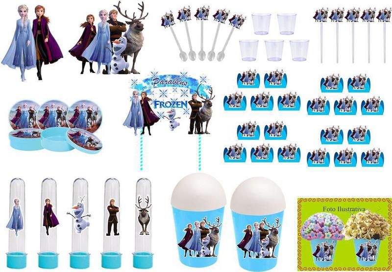 Imagem de Kit festa Frozen 2 azul claro (155 peças) 20 pessoas