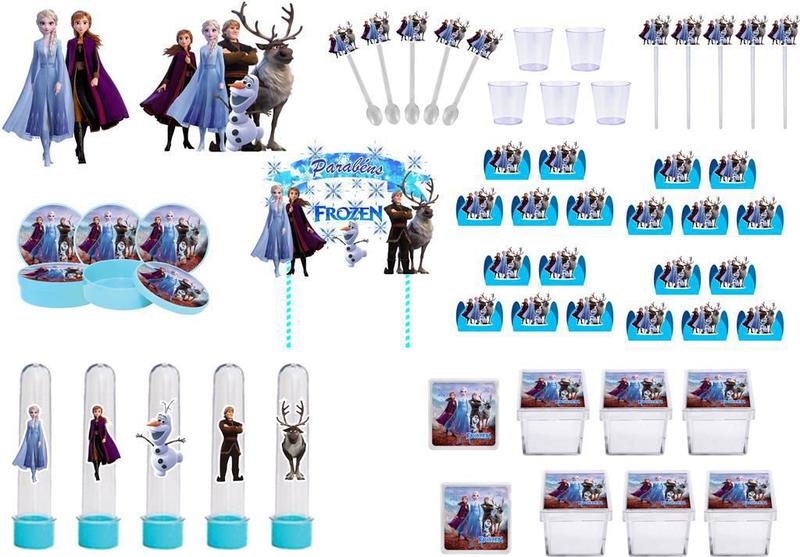 Imagem de Kit festa Frozen 2 (azul claro) 173 peças  20 pessoas