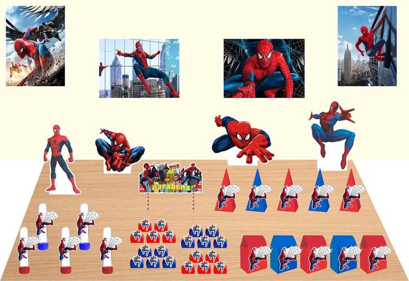 Imagem de Kit Festa Homem Aranha 89 peças (10 pessoas) cone milk