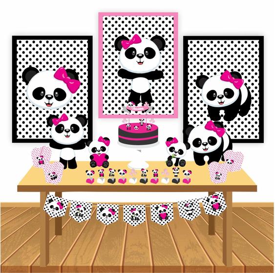 Imagem de Kit Festa Infantil Menina Panda Rosa Decoração Lembrancinha