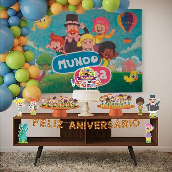 Imagem de Kit Festa Infantil Mundo Bita 39 Itens Painel + Faixa + Top