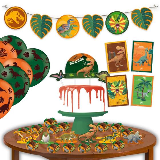 Imagem de Kit Festa Jurassic World 62 Peças Dinossauros Comemoração Aniversário Eventos Festcolor