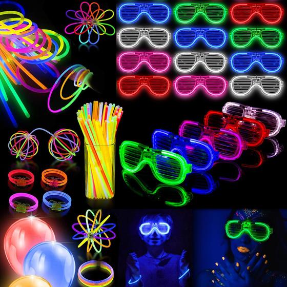 Imagem de Kit Festa KOOCOVY - 125 Itens Fluorescentes com Óculos