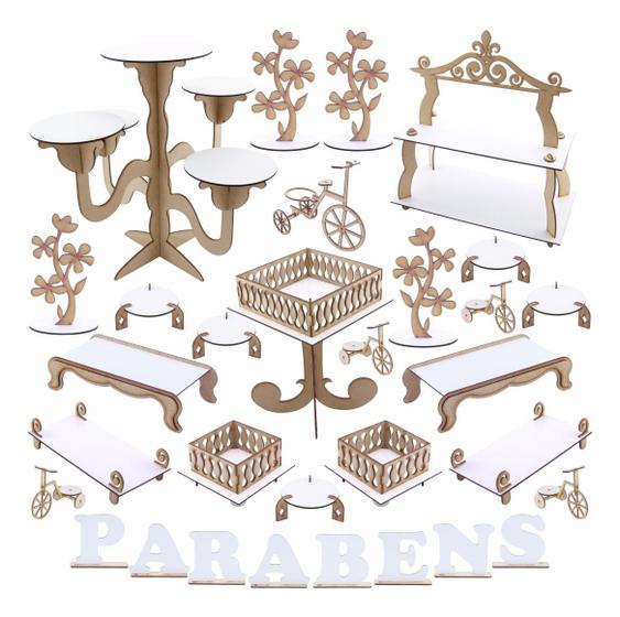 Imagem de Kit Festa Mdf Branco - 31 Peças - Linha Premium - 1131-LP25