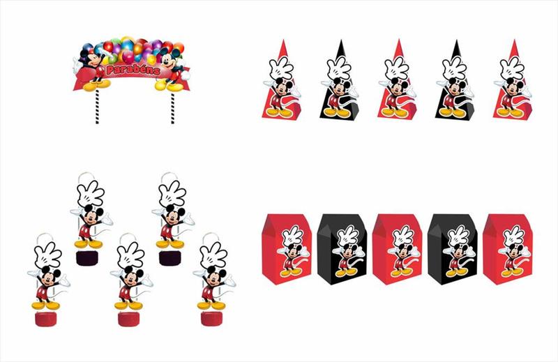 Imagem de Kit Festa Mickey 46 peças (15 pessoas) cone milk