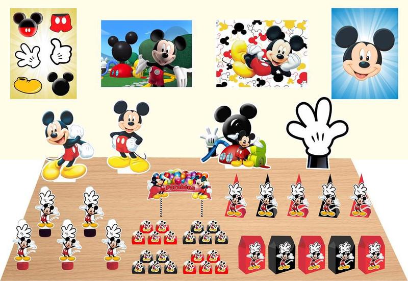 Imagem de Kit Festa Mickey 74 peças (5 pessoas) cone milk