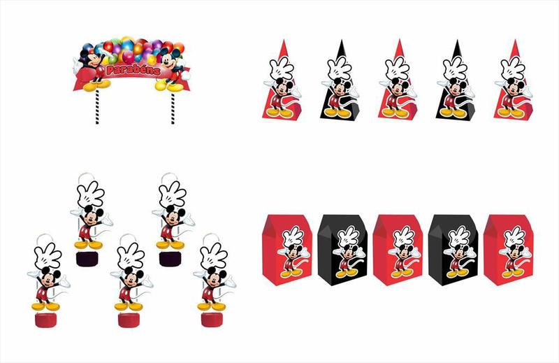 Imagem de Kit Festa Mickey 91 peças (30 pessoas) cone milk