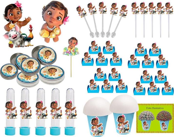 Imagem de Kit Festa Moana Baby 99 Peças (10 pessoas)