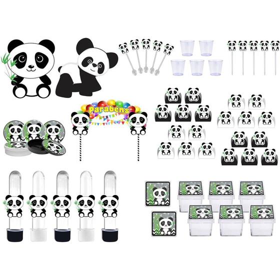 Imagem de Kit festa Panda (preto e branco) 173 peças (20 pessoas)