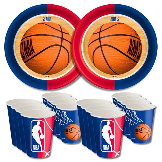 Imagem de Kit Festa Pratos e Copos para Aniversário Comemoração - NBA - 08 un Cada - Festcolor