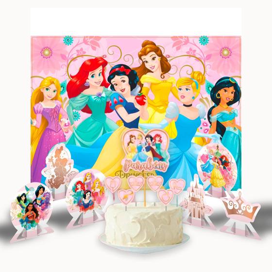 Imagem de Kit Festa Princesas Aniversário Topo + Painel + 6 Display