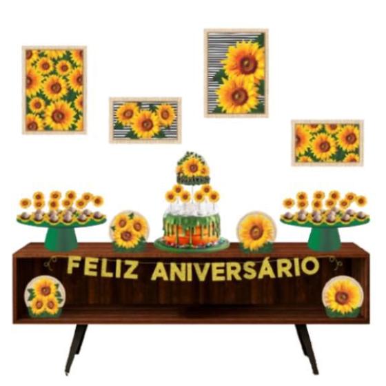 Imagem de Kit Festa Pronta Decoração Girassol - 40 unid