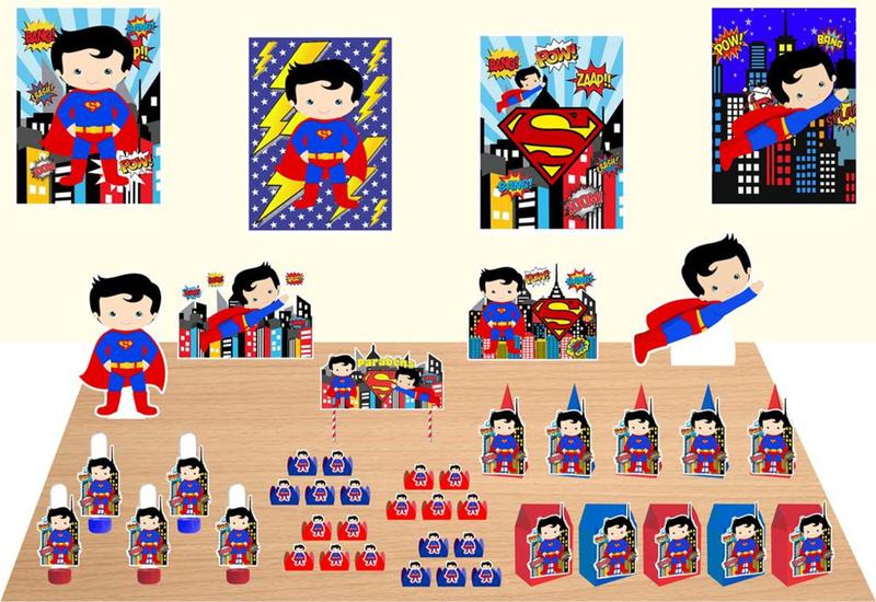 Imagem de Kit Festa Superman Baby 149 peças (30 pessoas) cone milk