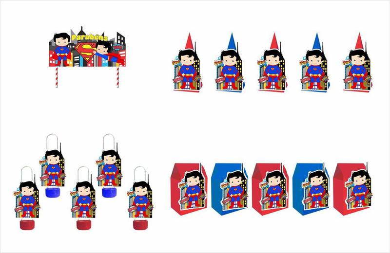 Imagem de Kit Festa Superman Baby 46 peças (15 pessoas) cone milk