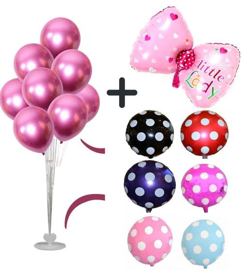 Imagem de Kit Festa Suporte Para Balão + 1 Balão Laço + 6 Bolinha 50cm