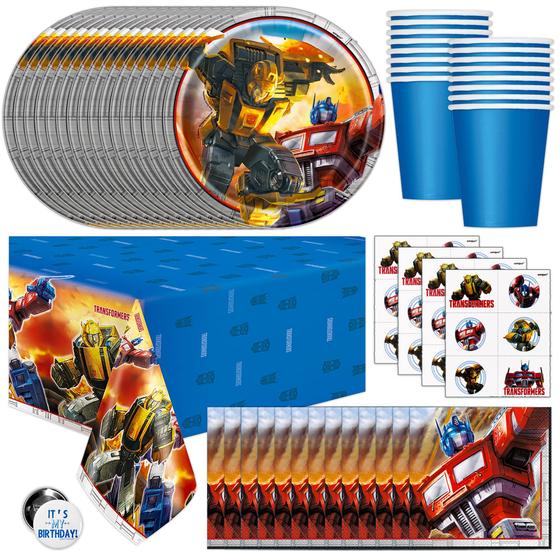 Imagem de Kit Festa Transformers para 16 Pessoas com Toalha de Mesa