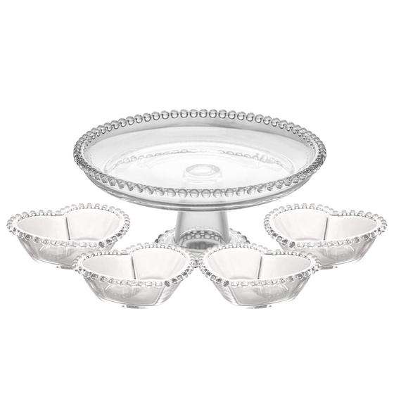 Imagem de Kit Festas Com Prato Para Bolo Com Pé E Potes Para Docinhos Em Cristal