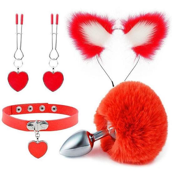 Imagem de Kit Fetiche / Plug Rabo Pompom Em Silicone, Tiaras Orelhas