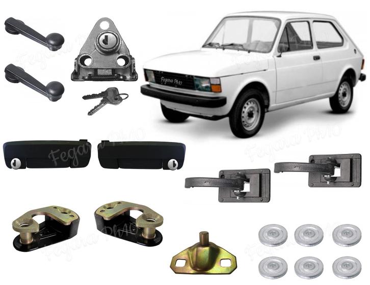 Imagem de Kit Fiat 147 Fecho + Maçanetas + Batentes + Maquina