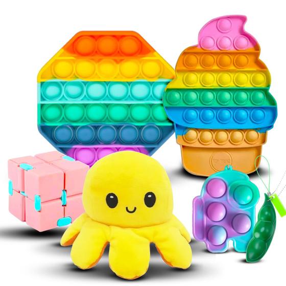 Kit Fidget Toys PopIt 05 Peças Diversos Antistress No Brasil POP IT